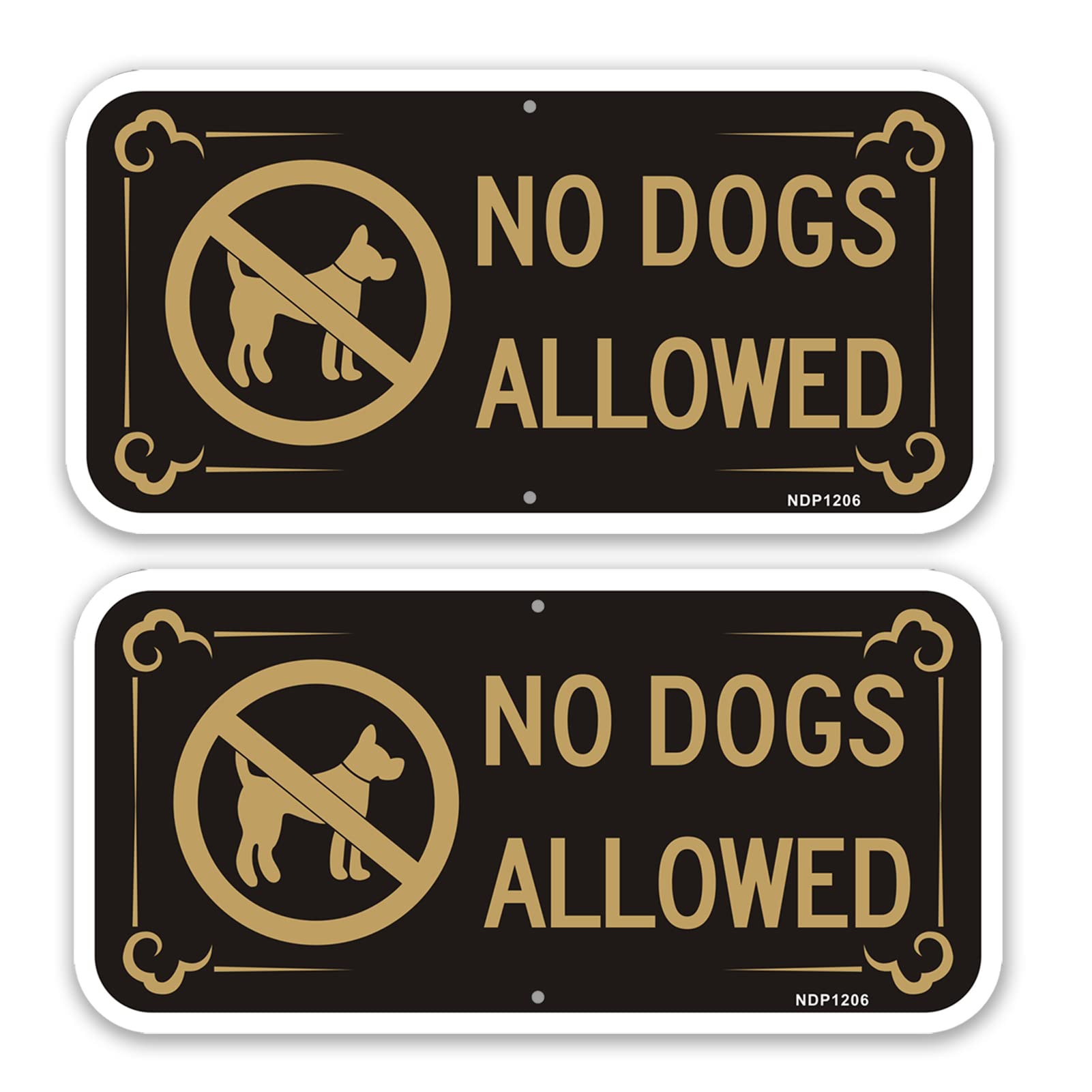 Phyabe 2 Pack No Dogs Allowed Sign, 12" x 6" Reflective,Rustfree Aluminum,UV Protected and Weatherproof, Outdoor & Indoor Use NDP1206-2