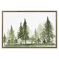 SIGNWIN Framed Canvas Print Wall Art Small and Large Forest Trees in Row Geometric Line Illustrations Modern Art Mid-Century Colorful Warm for Living Room, Bedroom, Office - 16