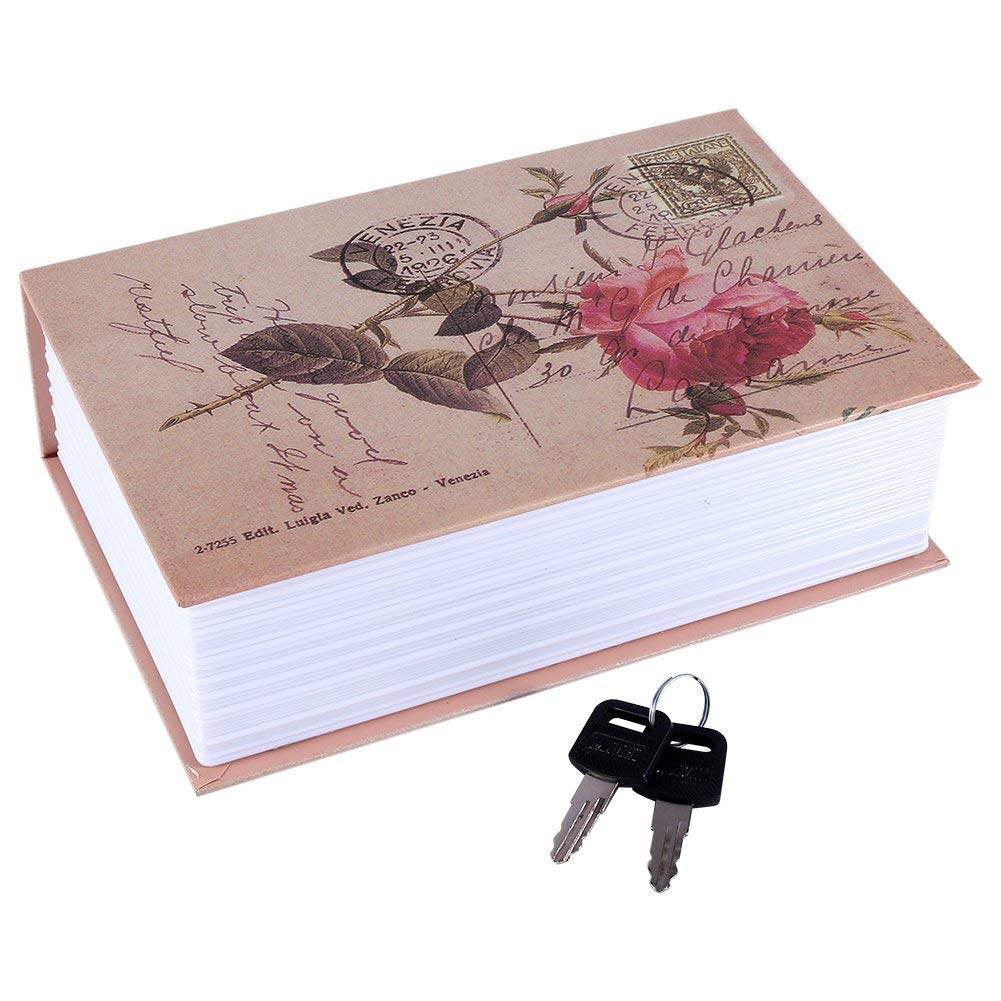 Security Box, Dictionary Special Book-shaped Safe Box, Stash Secret Book Safe Security Locker with Key, Portable Cash Jewelry Storage Box Case Lockable Book Safe for Traveling(Rose)
