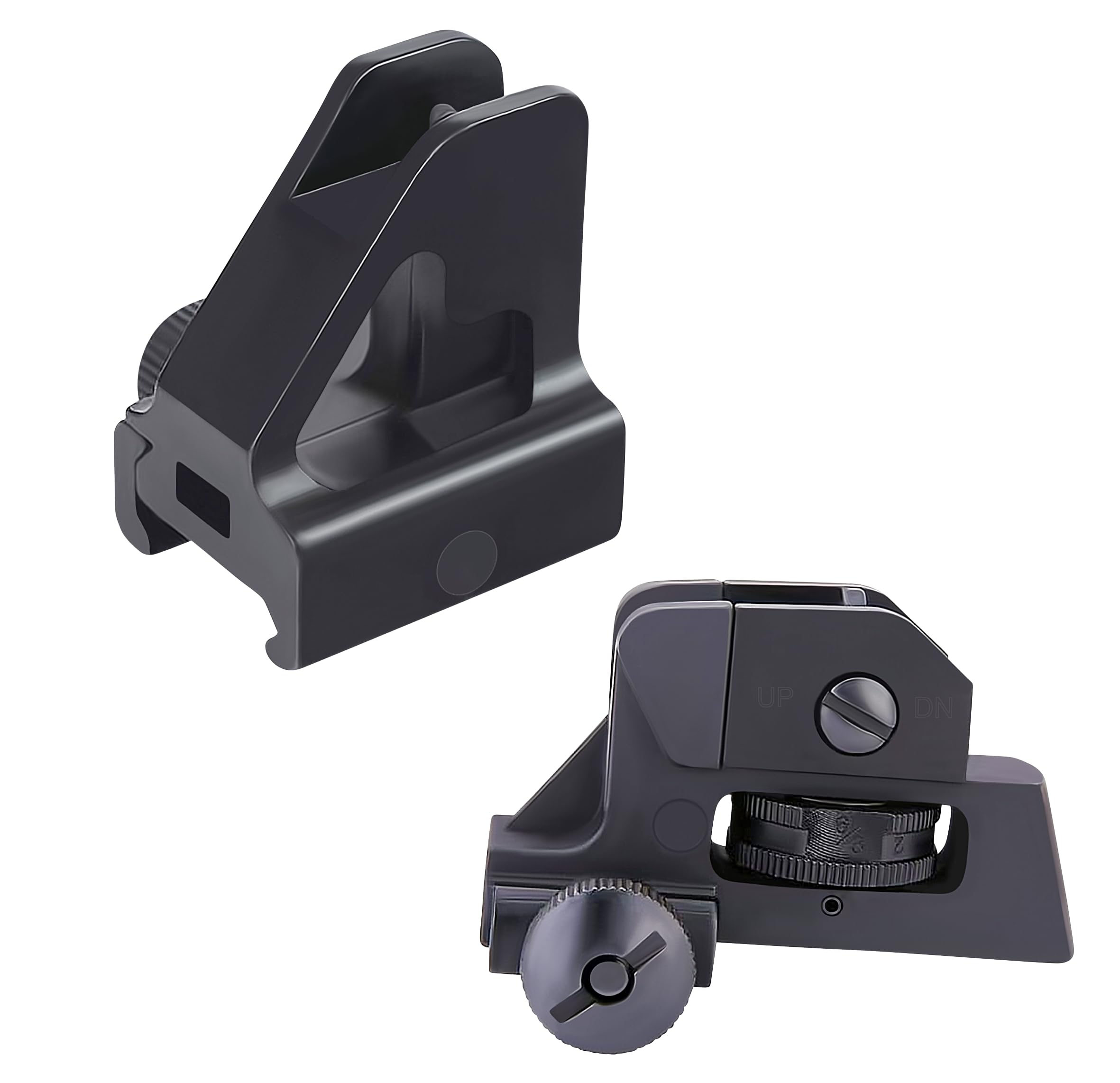Photo 1 of Detachable Low Profile Front Sight for .223 5.56 - Rear Sight Rugged Aluminum/Steel Construction with Matt-Black Finis, Match Grade Rear & Same Height Front Sight (Combo of 2)