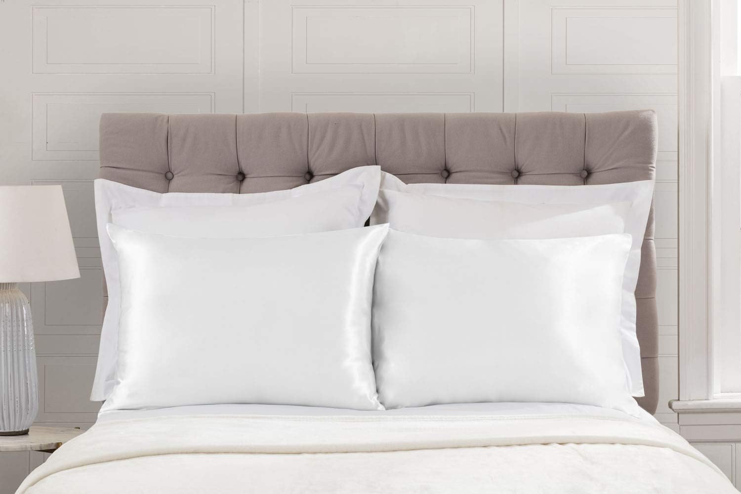 ShopBedding Luxury Satin Pillowcase for Hair – Standard Satin Pillowcase with Zipper, White (Pillowcase Set of 2) – Blissford: Kitchen & Dining