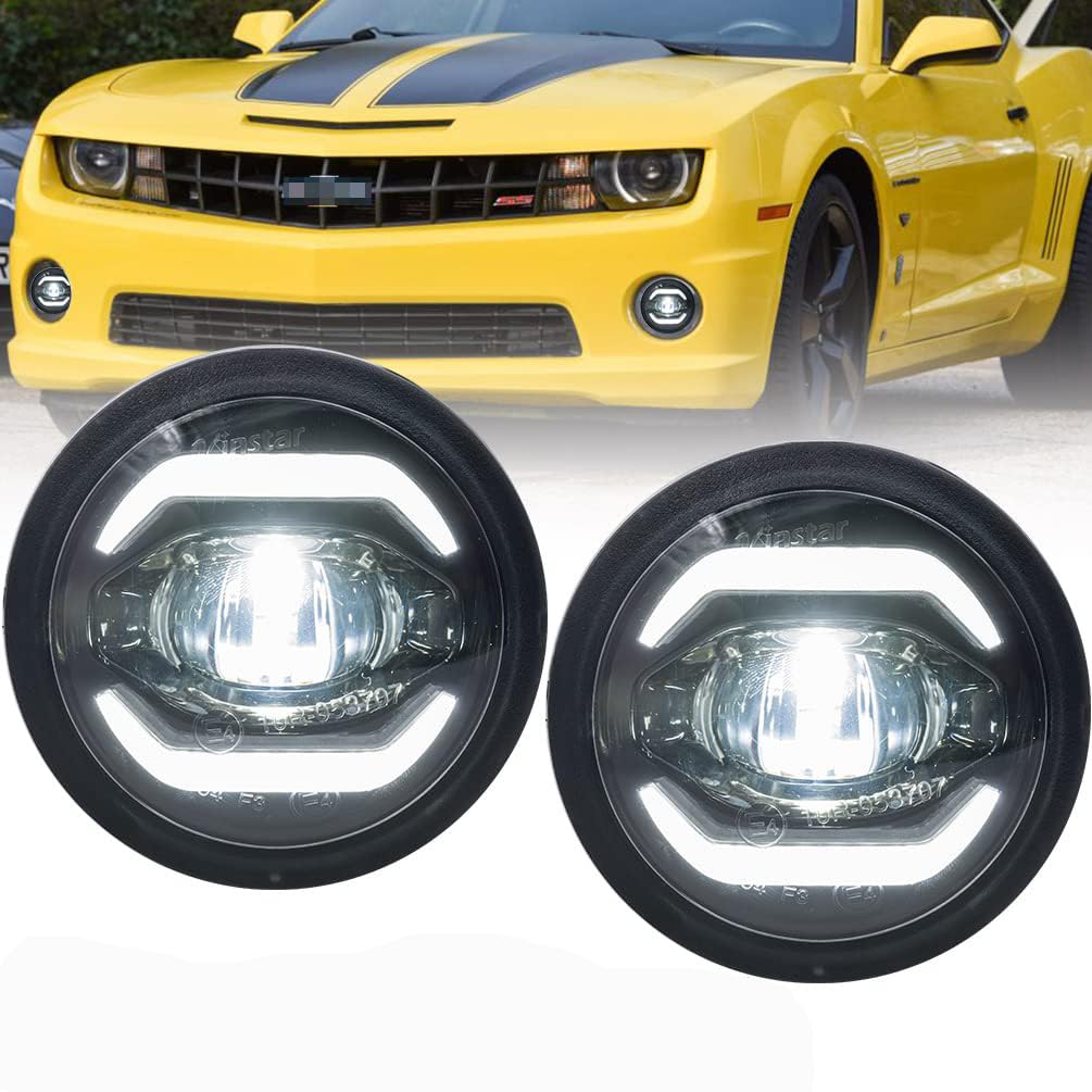 Photo 1 of Camaro LED DRL Fog Lights for 2010 2011 2012 2013 Chevy Camaro White LED Daytime Running Lighting Front Driver Passenger Side Driving Fog Spot Lamps Light Assembly Smoked Lens OEM#GM2590104 GM2592297C
