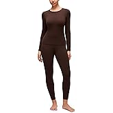 CRZ YOGA Softembrace Fleece Lined Thermal Underwear Set for Women - Soft Casual Base Layer Long Johns Warm Pajamas Top Bottom