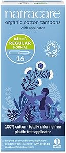 Natracare Organic Cotton Regular Tampons with Cardboard Applicator, Plastic Free, Chlorine Free, Biodegradable 100% Cotton (1