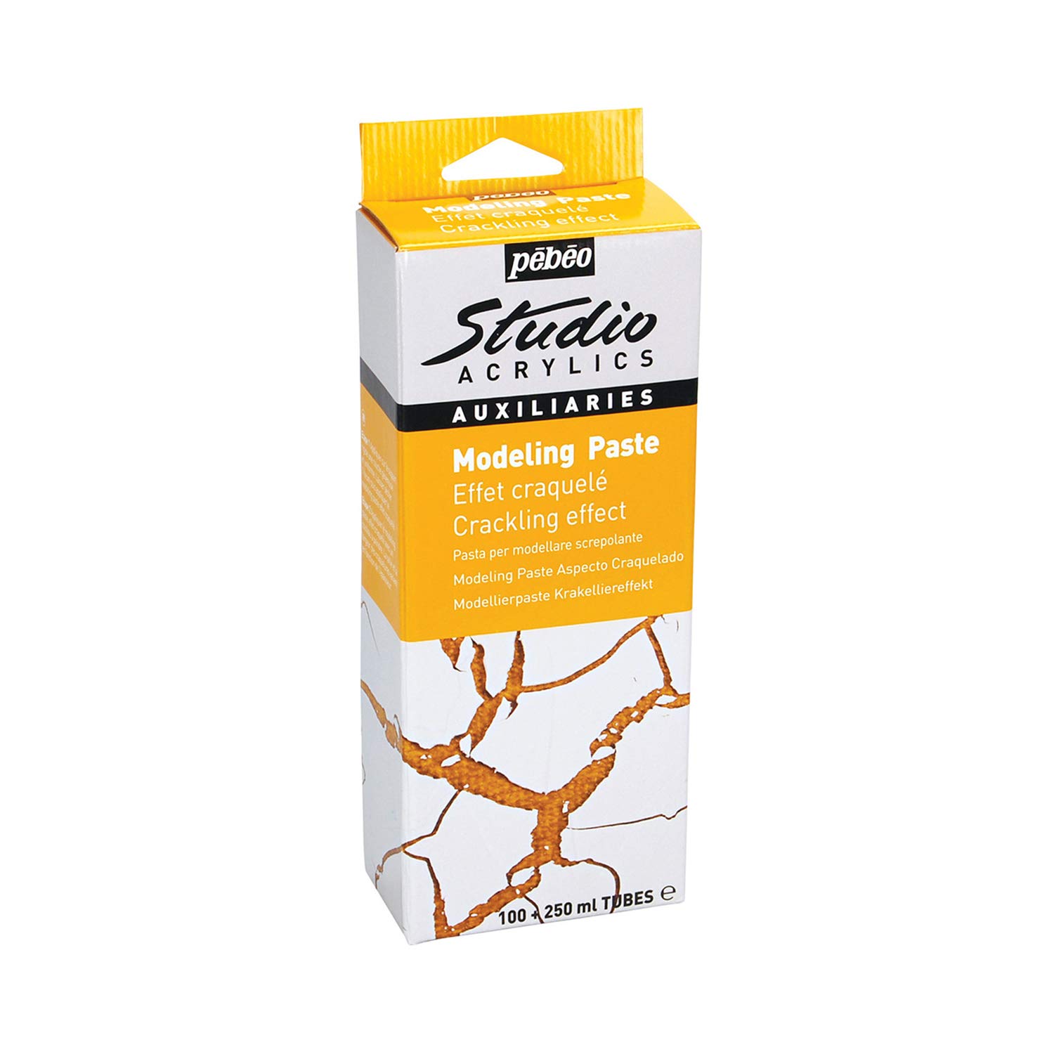 PEBEO 524440 Studio Acrylics Auxiliaries Modelling Paste Crackling Effect kit, White, 100+250ml