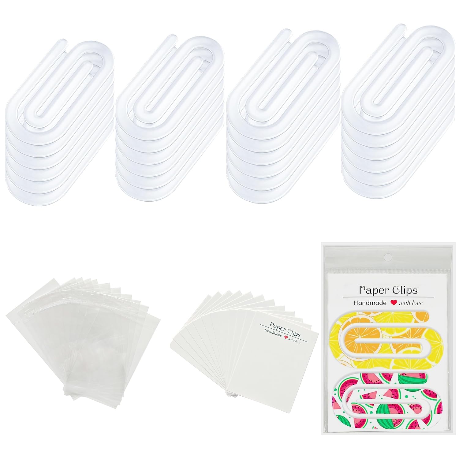 Photo 1 of 48PCS Sublimation Paper Clips Blanks Jumbo,Giant Acrylic Paper Clips Sets,Large Sublimation Paperclips Packaging with Display Cards Bags, Clear Sublimation PaperClips for Heat Transfer DIY 4x2 Inch