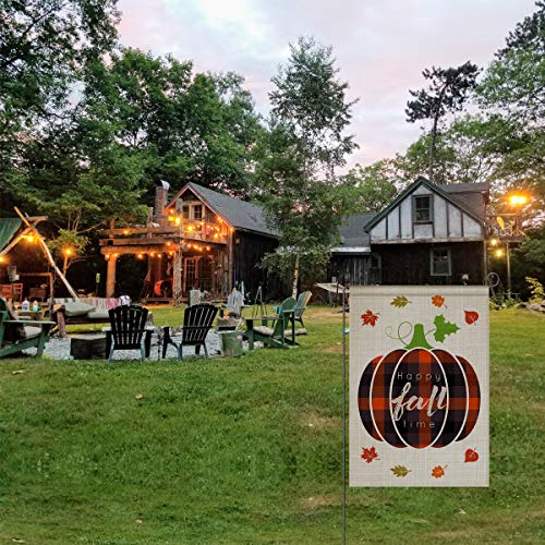 image for LAVEVE Fall Garden Flag, Happy Time Welcome Vertical Double Sided Yard
