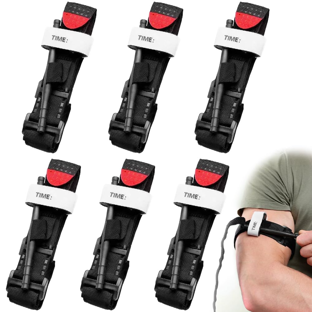 Foreverup 6 Pack Tourniquet, Hemostatic Bandage, Outdoor Emergency Tourniquet, Single Handed Application Tourniquets for Outdoor Hiking Camping Military Tactical First Aid Medical Battle