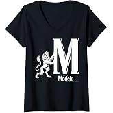 Womens Classic Modelo Logo Graphic V-Neck T-Shirt