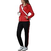 Marvmys Color Block Tracksuit for Women 2 Piece Outfits Fall Sweatsuits Zip Up Jogging Suit Long Sleeve Jogger Lounge Sets