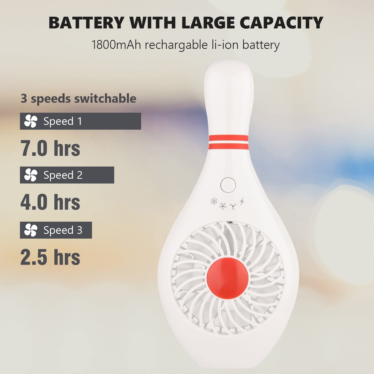Handheld Portable Fan Bowling Pin Fan Mini Small Personal USB Fan for Home Office Sports Travel Bodybuilding and face fan for makeup Festival Holiday Gift