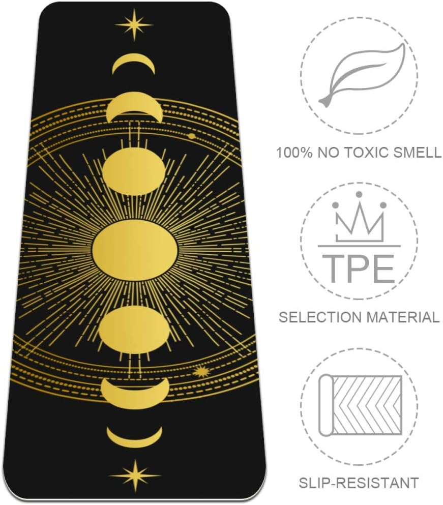 BestIdeas TPE Yoga Mat Phases Of Moon Blanket for Yoga Pilates Floor Exercise ECO Friendly Non-slip Design
