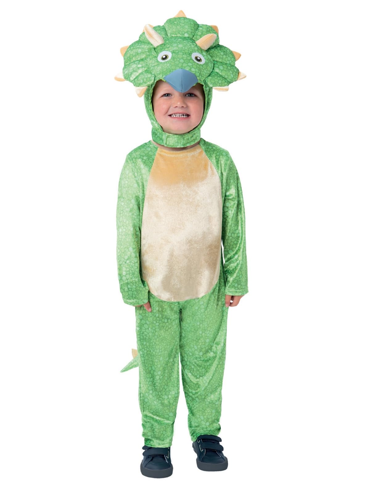Smiffys Gigantosaurus Deluxe Tiny Costume for Kids, All-in-One and Character Hood in Green, Officially Licensed, Padded 3D Tail with Scales, Ideal for Halloween and Fancy Dress Parties