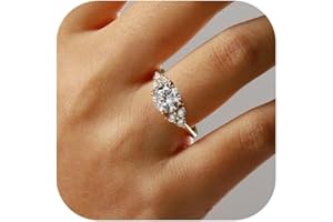 SMILEST Cluster CZ Engagement Ring for Women, 1.5ct 14K White Yellow Rose Gold Plated Solid 925 Sterling Silver Rings Promise Rings for Her Sterling Silver Rings for Women Size 4-11