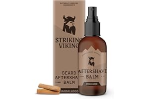 Striking Viking Aftershave Balm for Men - 4 Fl Oz, Sandalwood - Soothing Irritation Relief & After Shave Lotion for Men - Hydrating Skin Care - Subtle Sandalwood Scent Shave Balm