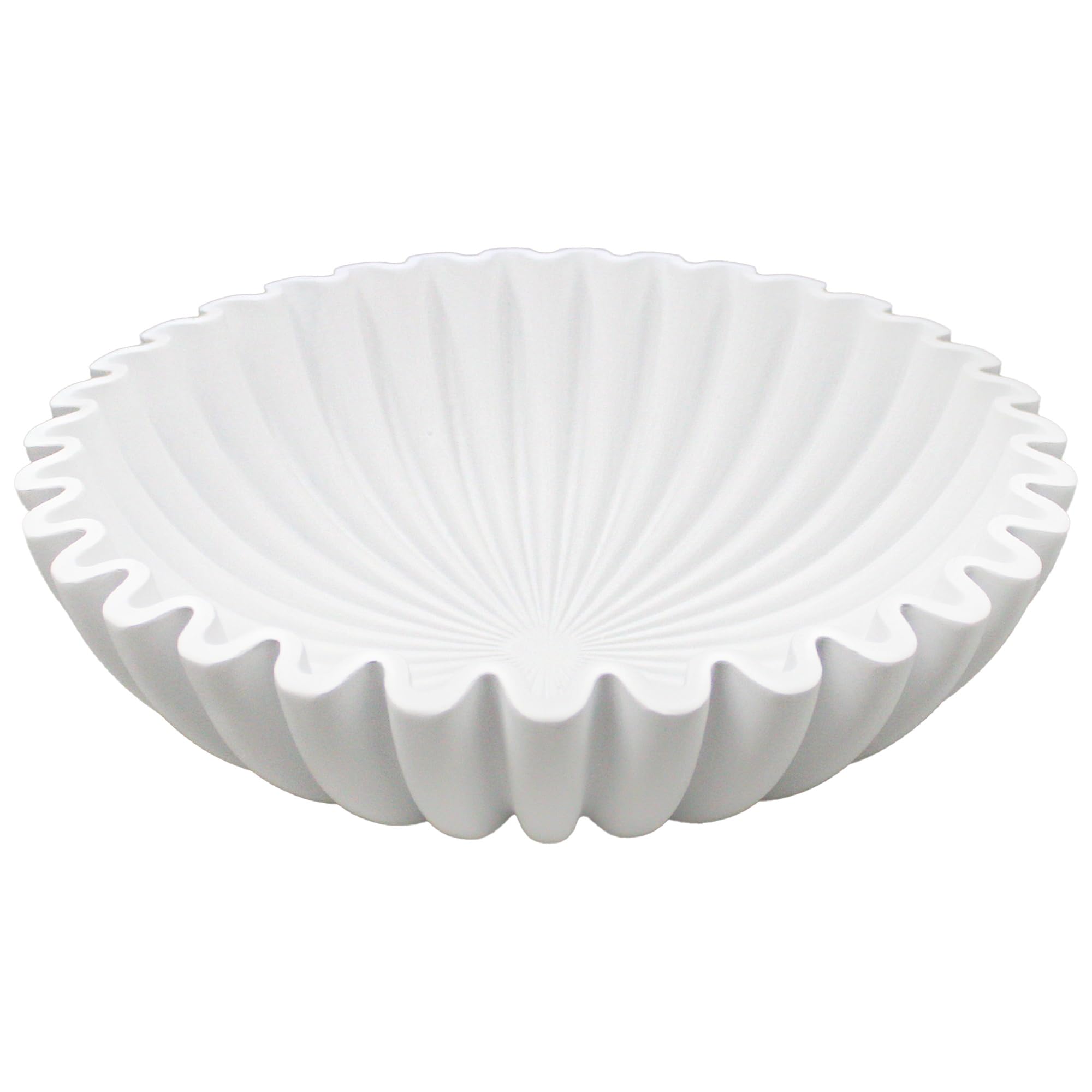 Photo 1 of YMXYJM Large Decorative Bowl, Modern Handicraft Bowls for Home Decor, Decorative Fruit Bowl for Kitchen Counter, Ruffle Bowl Decor, Stylish Key Bowl for Entry Table, White