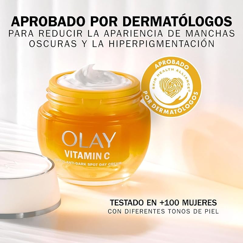 Creme de Dia Facial Hidratante Vitamina C FPS 30, com Niacinamida, Clareador de Pele: Anti-Dark Spot Action, Unifica, Hidratante, 50ml