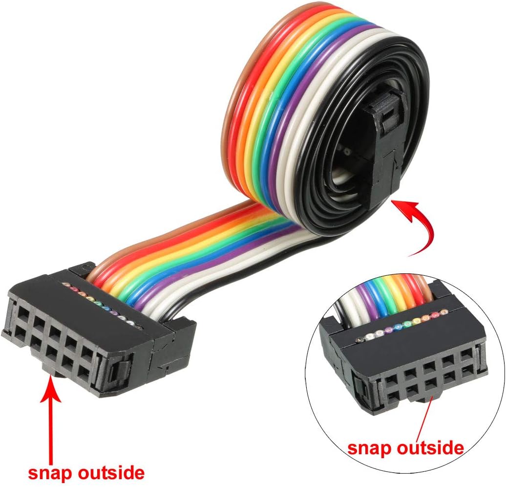 sourcing map IDC Rainbow Wire Flat Ribbon Cable 10 Pins 43cm Length 2.54mm Pitch 2pcs Type-C, 10P-43cm 2pcs - Image 4