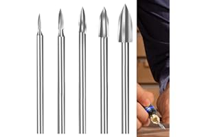 BAIQI Wood Carving Tool Set 5 Different Drill Bits DIY Carving Crafts Shape,3mm Shank Diameter Sturdy Steel Culpture Craft Engraving(Sharp-Tipped Knife)