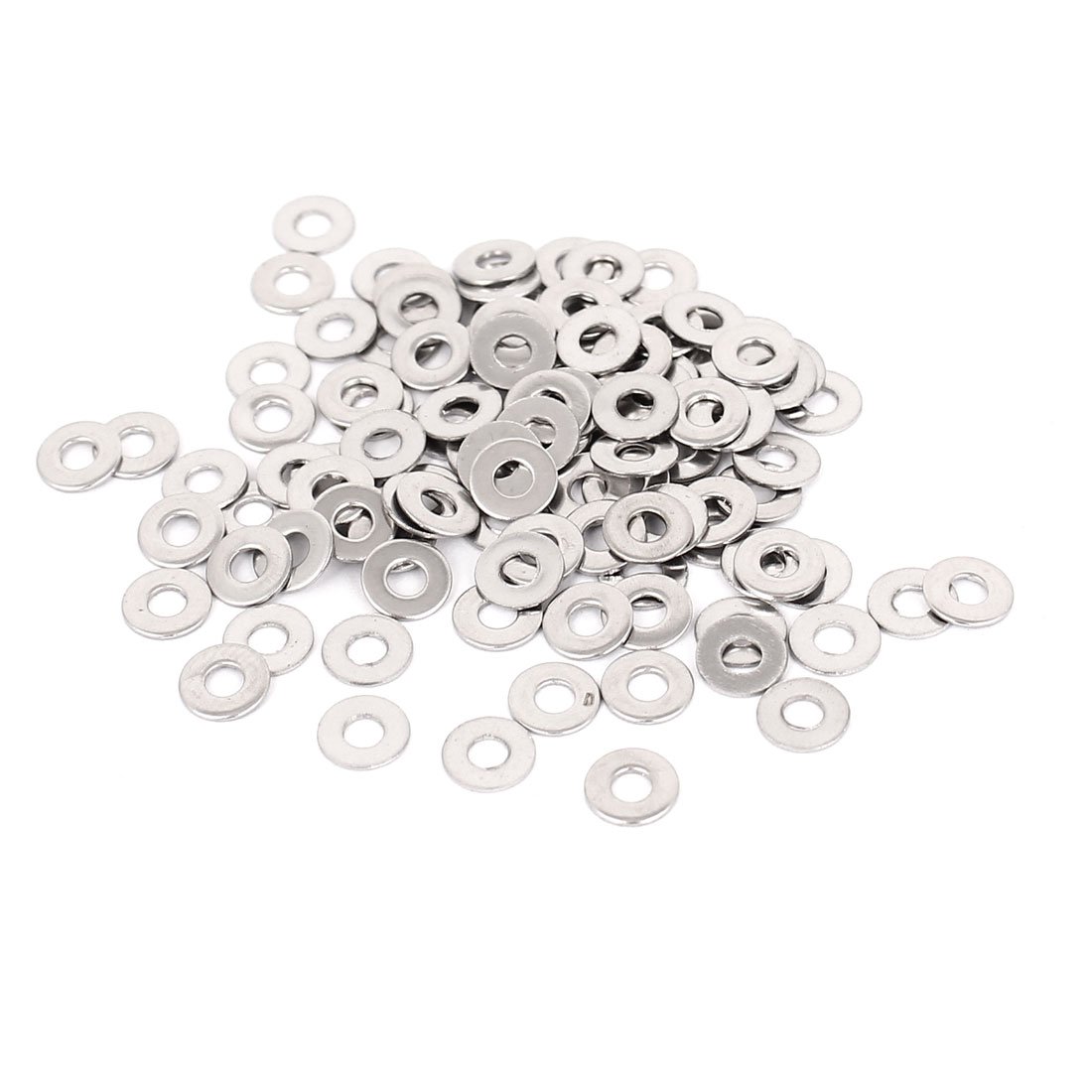 Sourcingmap M2.5x6mmx0.5mm Stainless Steel Round Flat Washer for Bolt Screw 100Pcs