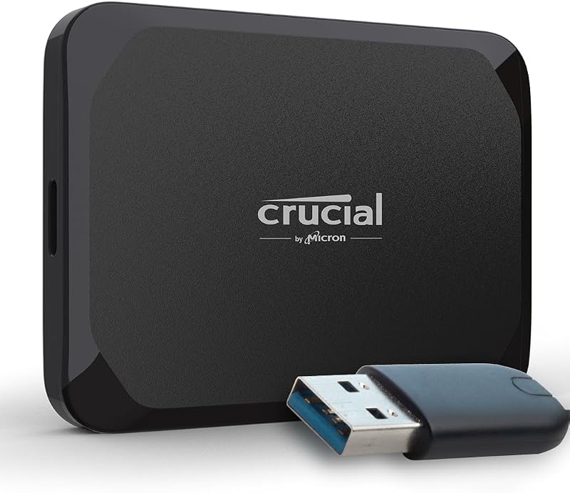 Crucial X9 2TB Portable SSD with USB-A Adapter Read 1050MB/s CT2000X9SSD902