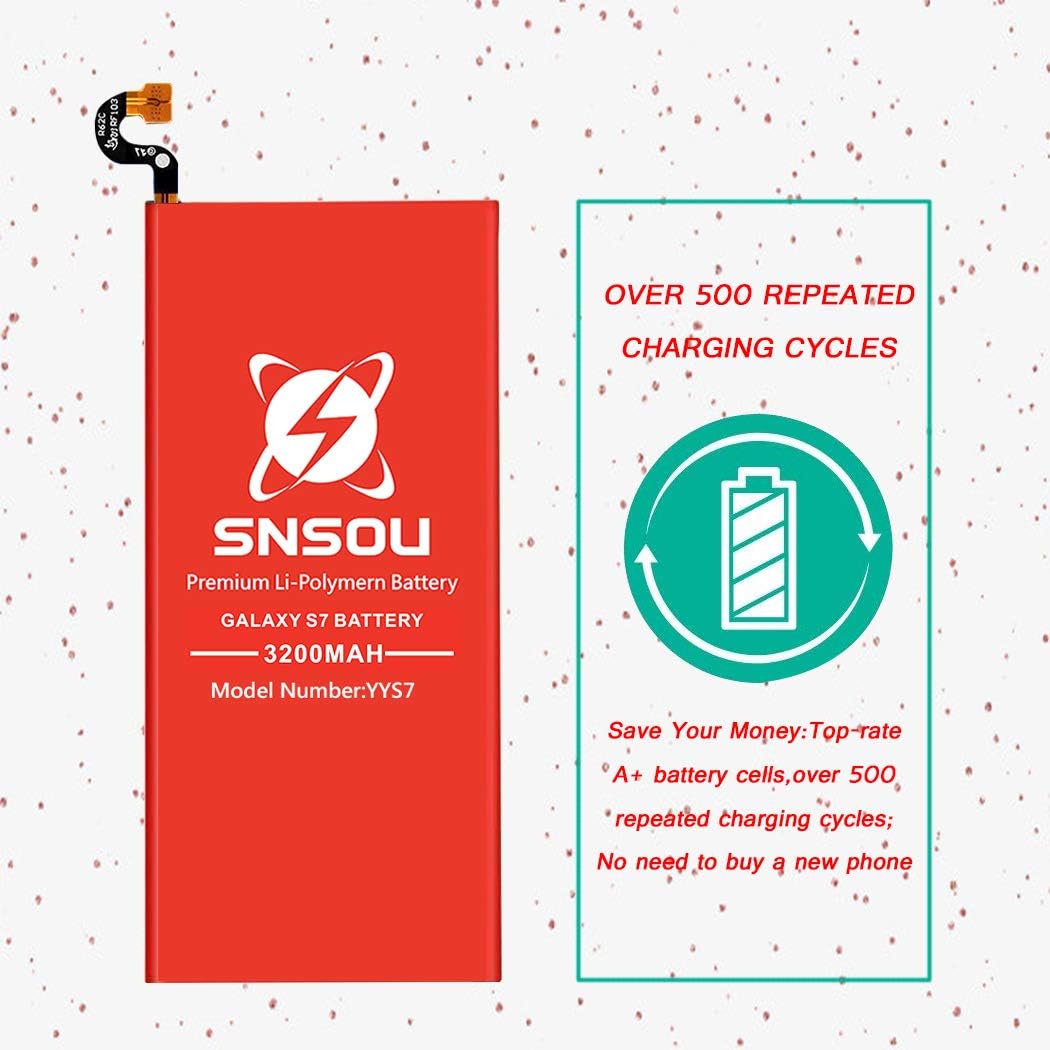 Galaxy S7 Battery, [Upgraded] SNSOU 3200mAh EB-BG930ABE Li-Polymer Replacement Battery for Samsung Galaxy S7 SM-G930 G930V G930T G930A G930P with Repair Replacement Kit Tools: Home Audio & Theater