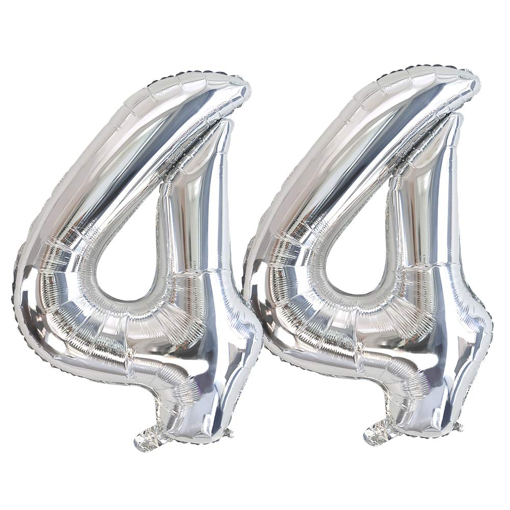 Ponmoo - Number Balloon - 44 - silver - 86 cm (inflated)