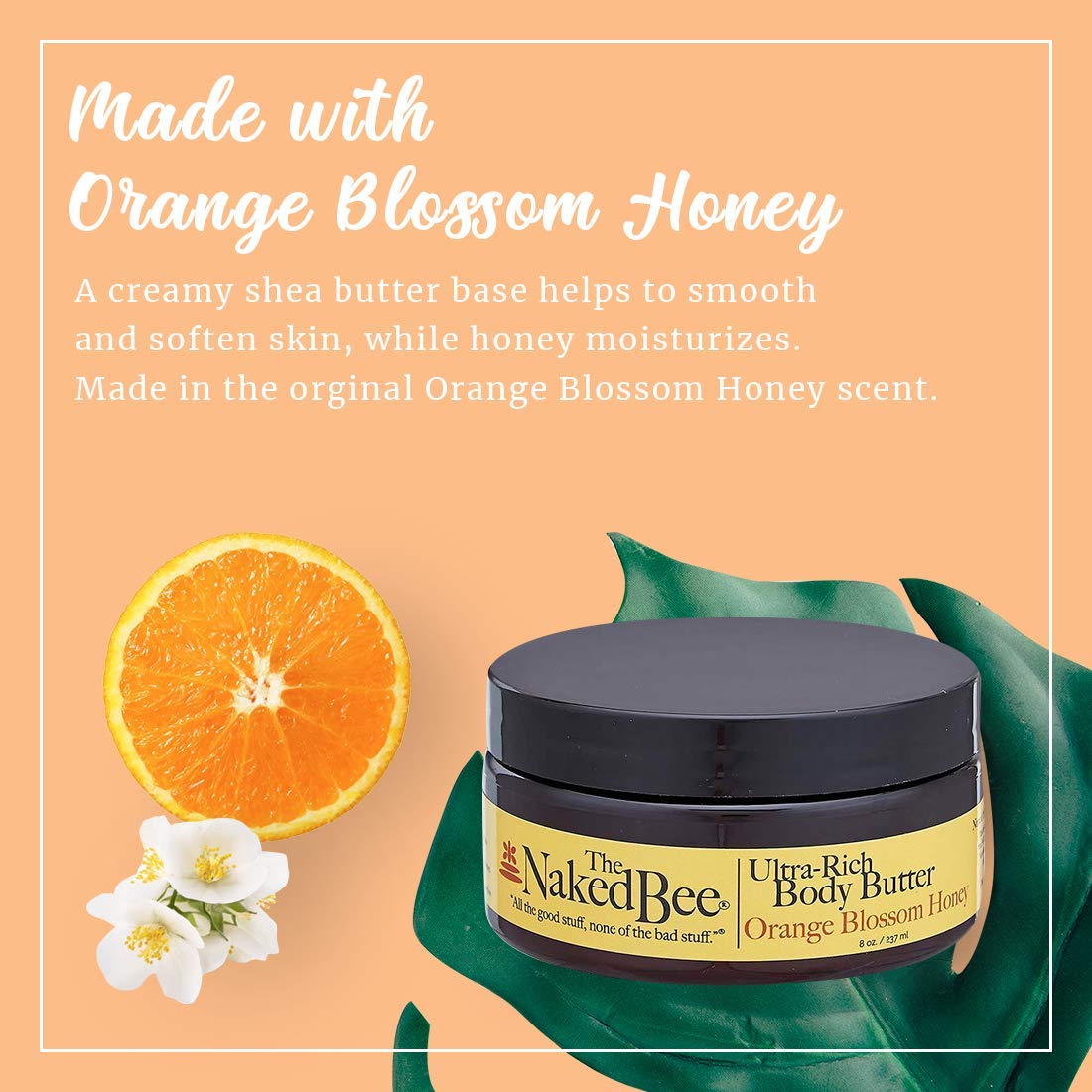 The Naked Bee Orange Blossom Honey Ultra-Rich Body Butter, 8 Oz : Bath And Shower Gels : Beauty