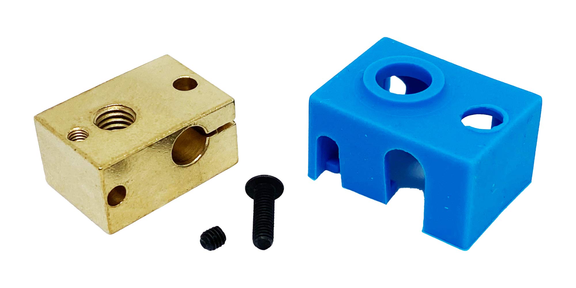 3Wthings 3D Printer Copper Brass Heating Block Hotend for E3D V6 PT100 with Silicone Sock (Blue)