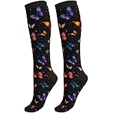 Yealedee Compression Socks Calf Knee High Support Socks Novelty For Women Men Athletic Running Hiking Nurse