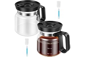 16OZ Glass Coffee Mug Coffee Pot Style, Mini Coffee Pot Mug with Spill Proof Lid and Cup Brush, Heatproof Large Capacity Hot 