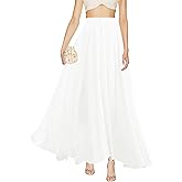 v28 Women Full/Ankle Length Elastic Pleated Retro Maxi Chiffon Long Skirt