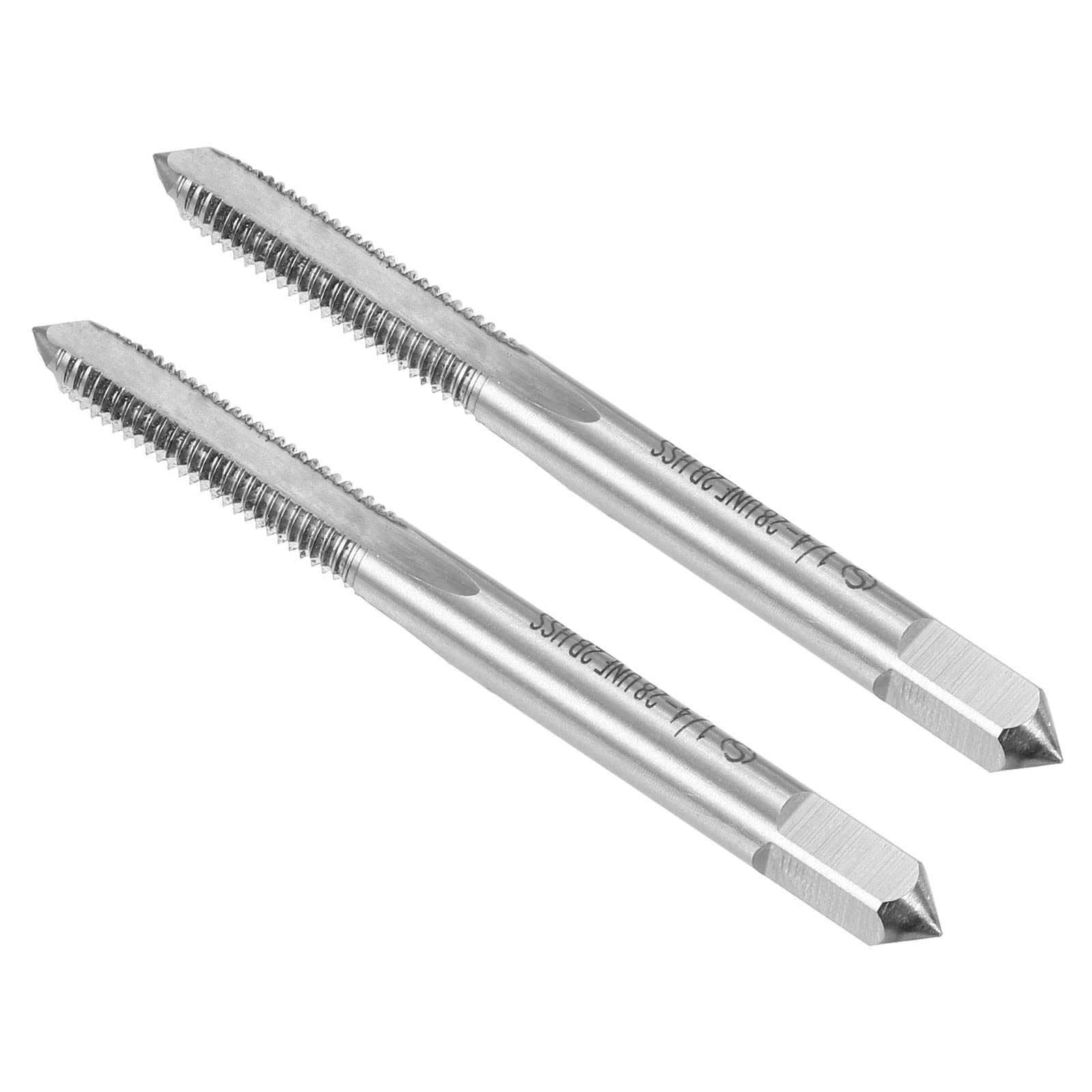 CoCud Thread Milling Taps, 1/4-28 UNF Thread 2B, High Speed Steel Machine 3 Straight Flutes Screw Threading Tool - (Applications: for Tapping Drilling Machine), 2-Pieces