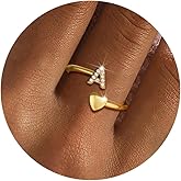 Fezodo Valentines Day Gifts for Kids Teen Girls, Dainty 14K Gold Plated Adjustable Initial Rings Teen Girl Gifts Trendy Stuff Heart Ring Birthday Valentines Day Gift for Teenage Girls