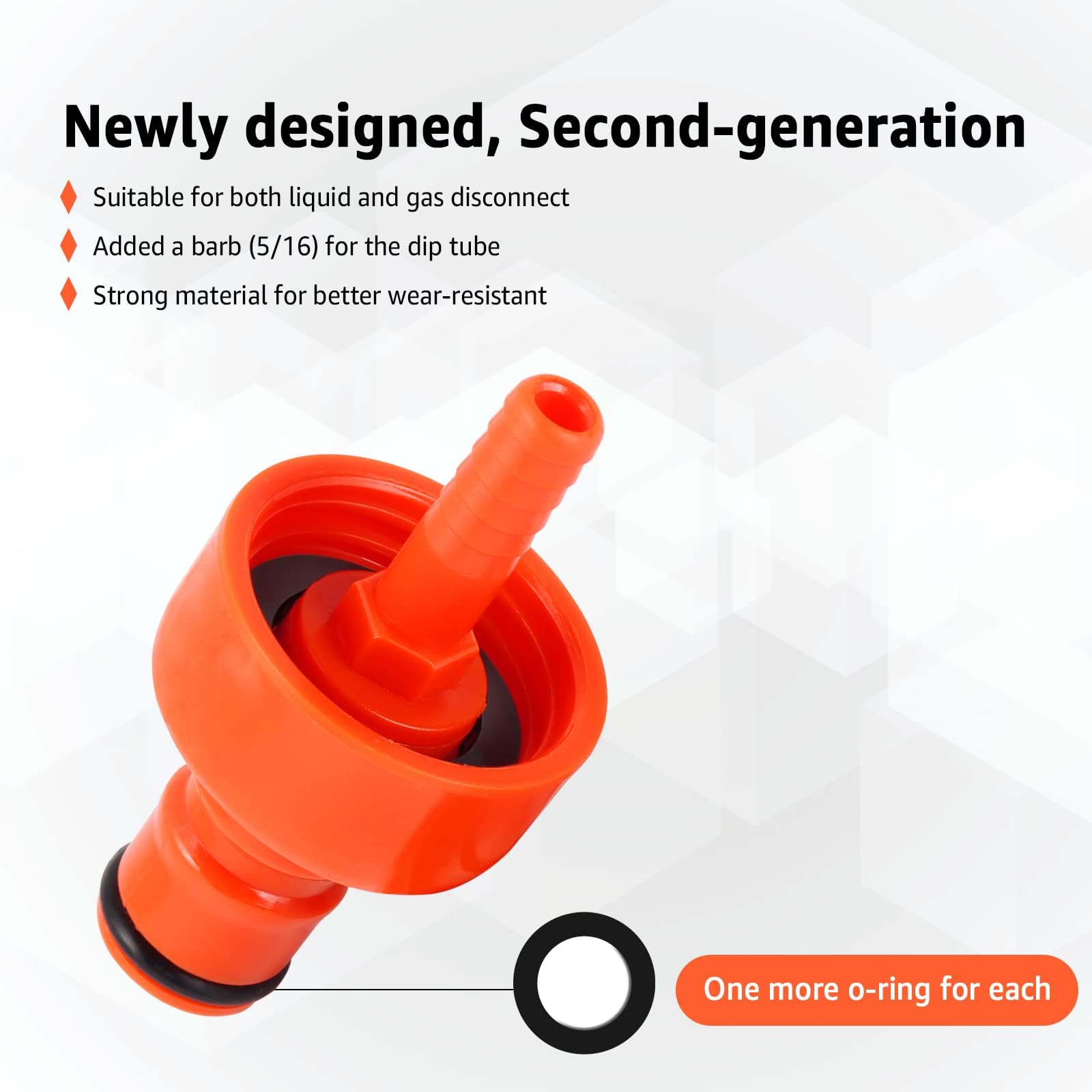 FERRODAY 3 Pack Carbonation Cap Forced Carbonation with PET Bottle 5/16 Barb CO2 Coupling to Carbonate Soda Beer Water PET Bottle Filling Carbonation Cap with No Fall Off Flat Gasket & Thick O-ring