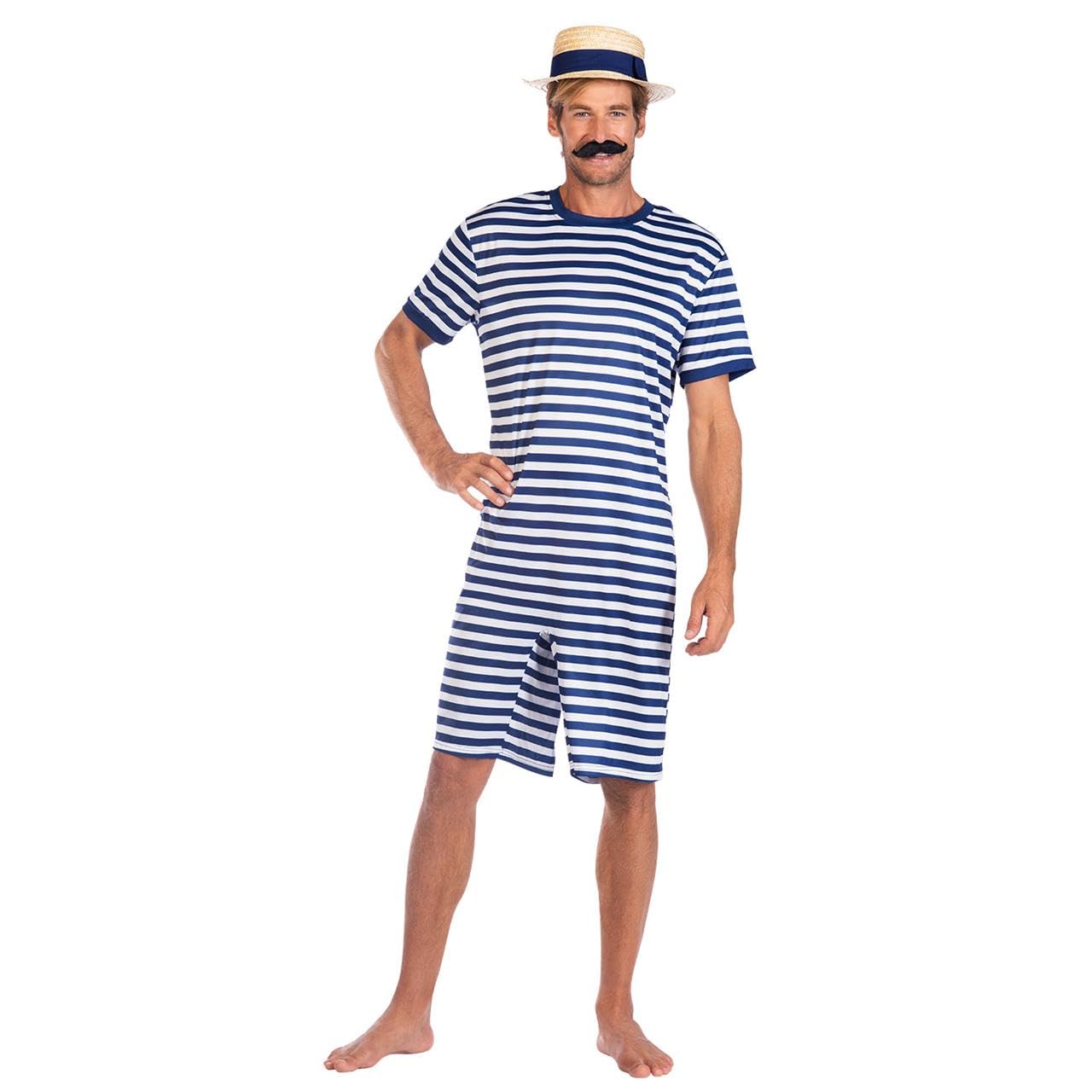 Adult Mens Blue 1920s Swimsuit Size Standard