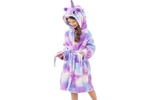 Doctor Unicorn Girls Fleece Hooded Robe Toddler Warm Fuzzy Bathrobe