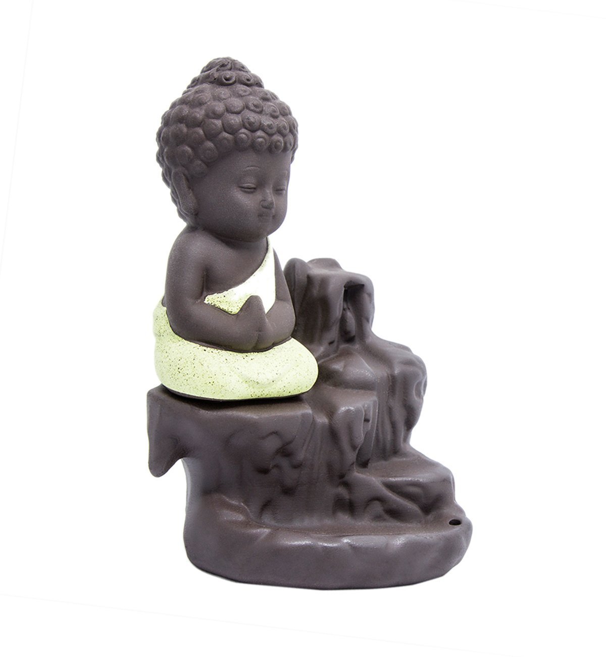 IH001-YELLOW Creative Home Decor The Little Monk Censer Backflow Incense Burner