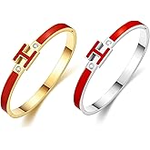 Gold H Bracelets for Women, 18K Gold Plated Bangle Bracelets Dainty Non Tarnish Bracelet Jewelry Christmas Mothers Day Gifts for Women
