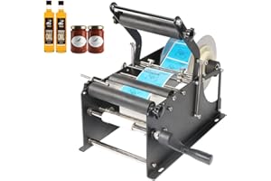 ZONEPACK Upgraded Manual Labeling Machine Label Applicator Bottle Labeler Sticker Label Printer Packing Machine with Handle for Round Glass Plastic Metal Bottle etc…