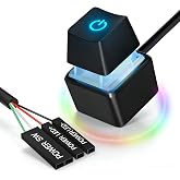 CyberPrism External PC Power Button, 2M Desktop Power Switch for ATX PC | RGB LED Power Button for under-desk PCs, hidden cases and custom ATX builds, with 2M / 6.6ft cable and 7-color light