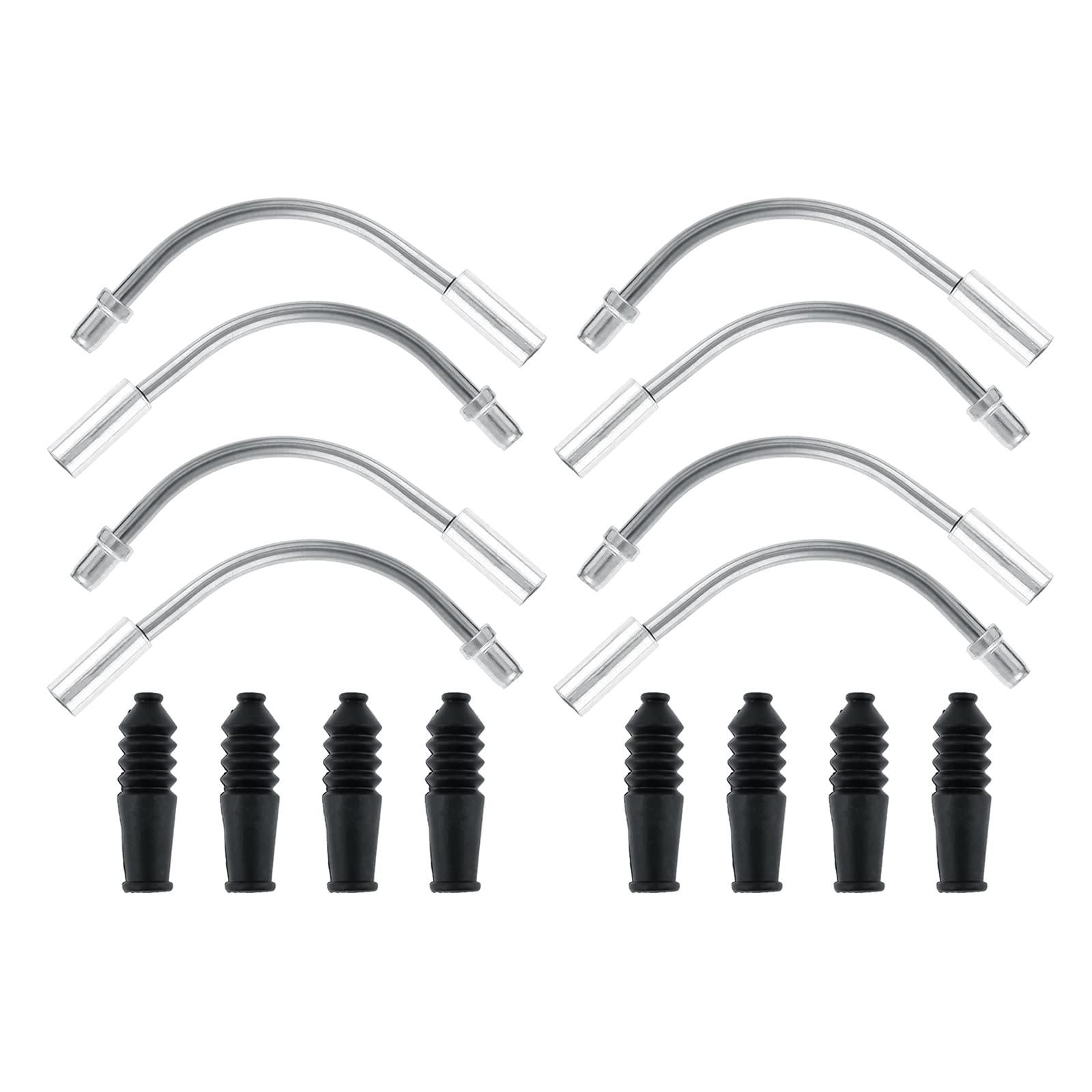 SURIEEN 4 Sets Bike Brake Noodles, Aluminium Alloy & Stainless Steel Brake Cable Guide Pipes with Boots for Road & Mountain Bicycle Repair Accessories