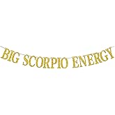 Big Scorpio Energy Banner, Scorpio Season Oct/Nov. Birthday Cake Decor - 12 Constellation Theme Birthday Party Decorations Supplies, Gold Glitter