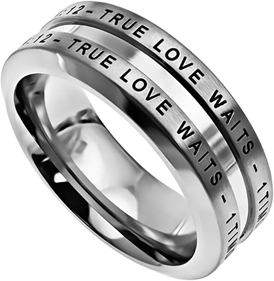 Industrial Band True Love WAITS Stainless Steel Christian Bible Verse Scripture Jewelry