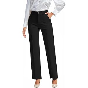 FUNYYZO Stretchy Work Pants for Women Straight Leg Dress Pants for Business | Office Dress Pants for Women, High Stretchy Fab