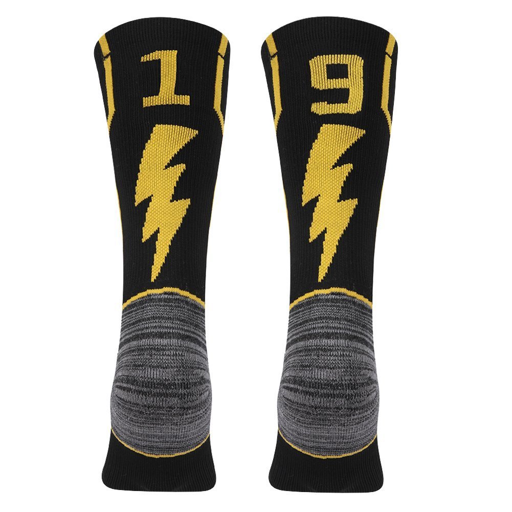 Gold Black Or Medium Medium 19 Black B07dxtpc4p Kitnsox大人用youth Number 19 Calfクッションチームスポーツ数ソックスバスケットボールサッカー野球ゴールド ブラック Gold Team Or 91 Team 91 Number Mid ソックス 大人の上質