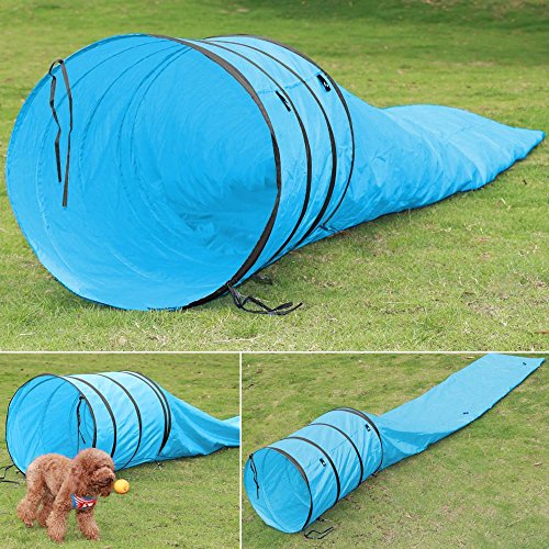 World Pride Pet Dog Agility Tunnel Obedience Training 15' Blue Dog