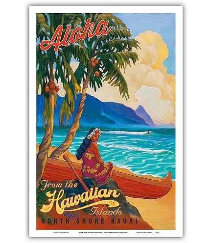 Hawaiian Air アートマップ ビンテージポスター Amazon.com: Hawaii - Fly Hawaiian Air - Hawaiian Airlines
