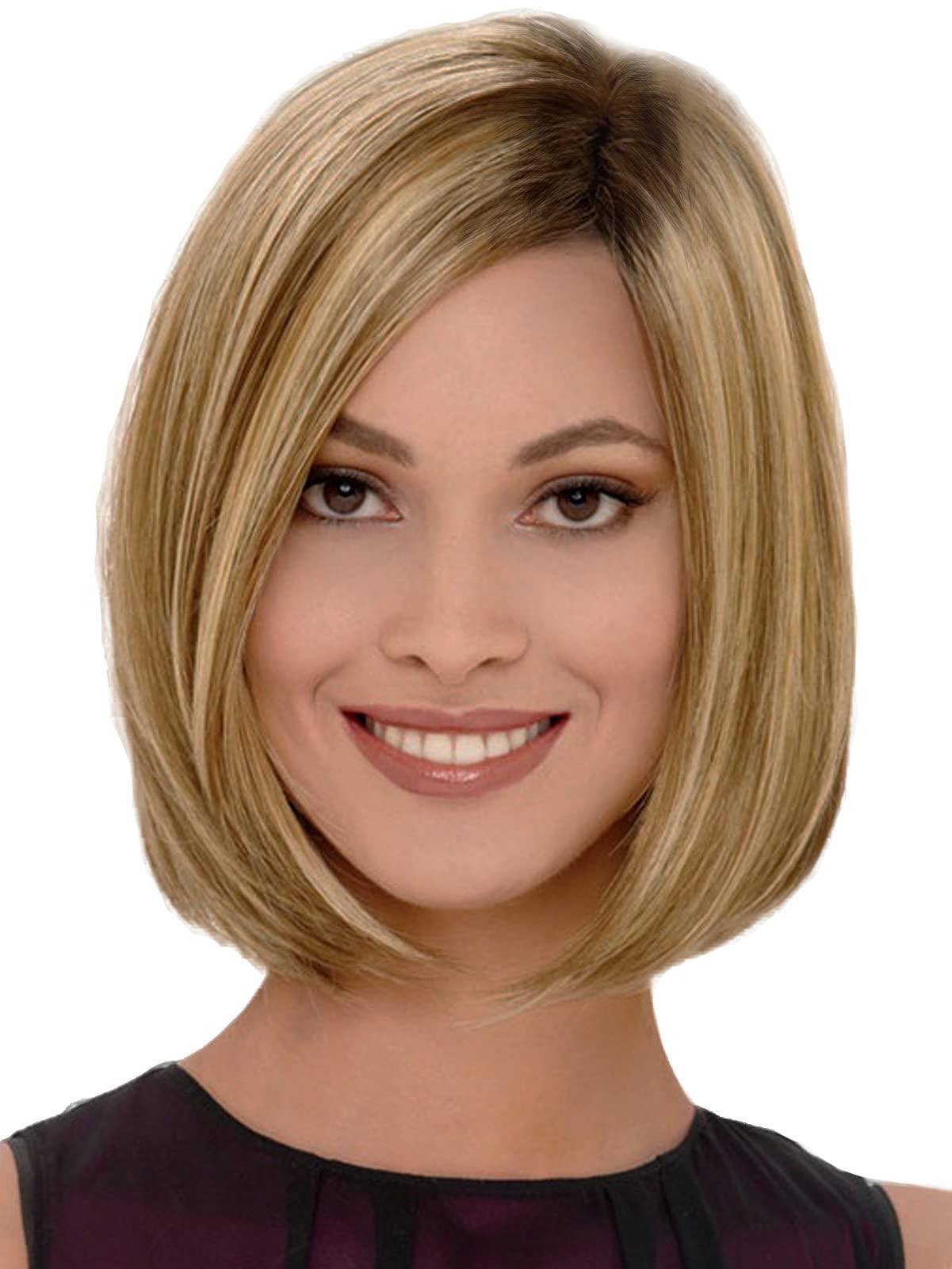 Royalfirst Blonde Bob Wigs for White Women - Short Straight Hair Wig Natural Looking Synthetic Fashion Wigs with Free Wig Cap