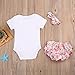 3 Pcs Newborn Baby Girls Romper Bodysuit + Bow-knot Floral Bloomer + Headband Outfits Set(0-3M, White With Shorts)